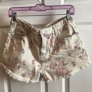 Distressed floral denim